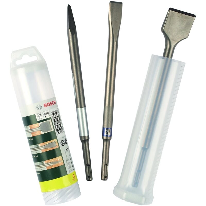 foto del prodotto bosch 3 pz. set di scalpelli sds plus, per calcestruzzo e muratura, 0 20 40mm, accessori per martello perforatore