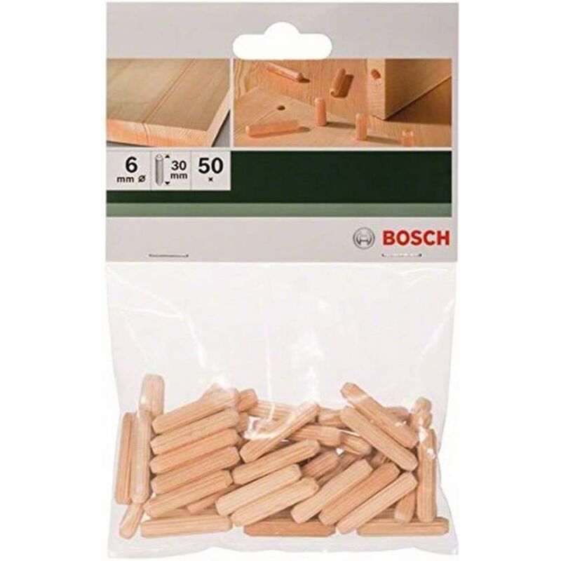 foto del prodotto bosch 50 tasselli in legno zigrinati 6x30