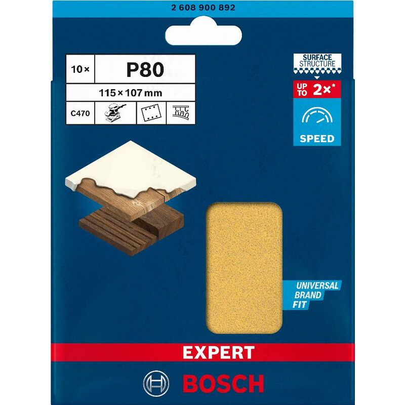 foto del prodotto bosch abrasivo rettangolare c470 expert 115x107mm grana 60 10 fogli 2608900891