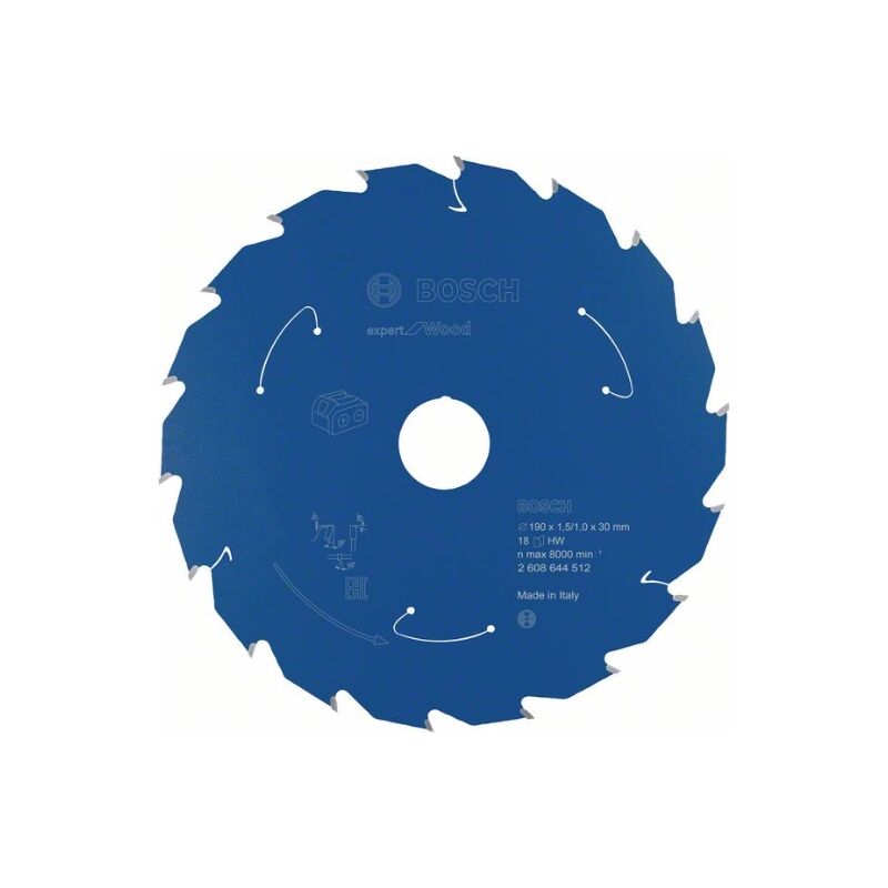 foto del prodotto bosch accessori expert lama circolare per legno legno, 190 x 30 1,5 mm, 18 denti, accessorio a batteria 