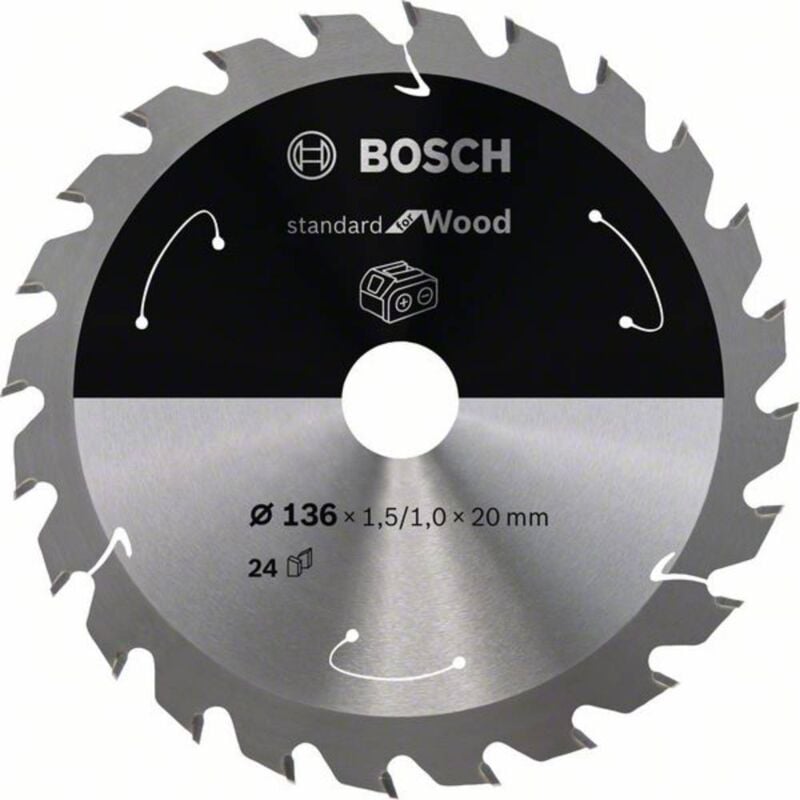 foto del prodotto bosch accessori lama circolare de standard per legno legno, 136 x 20 1,5 mm, 24 denti, accessorio sin cavo 