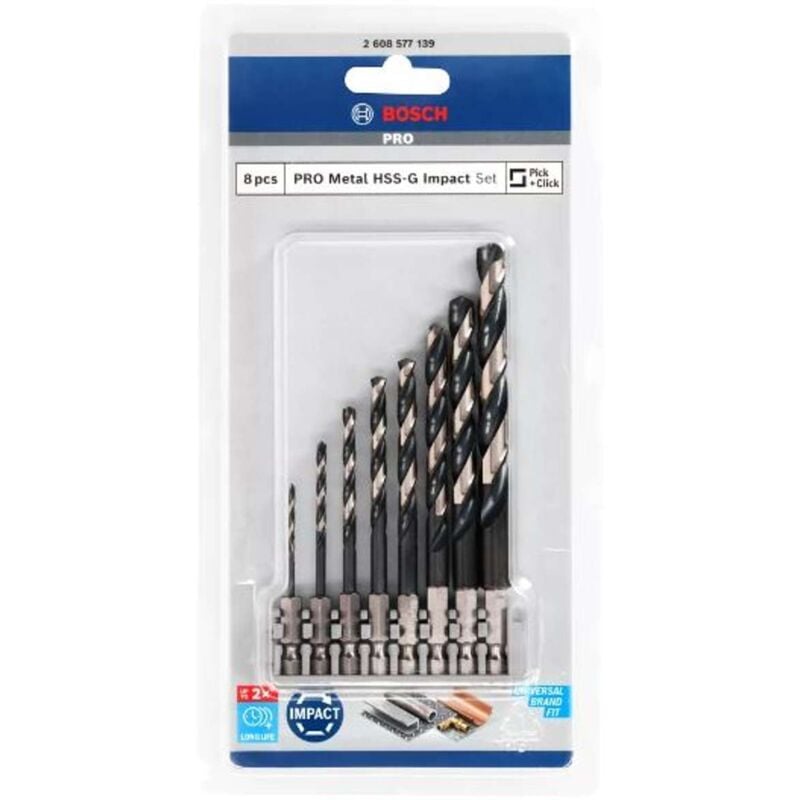foto del prodotto bosch accessori set di 8 punte da trapano per metallo 2608577146
