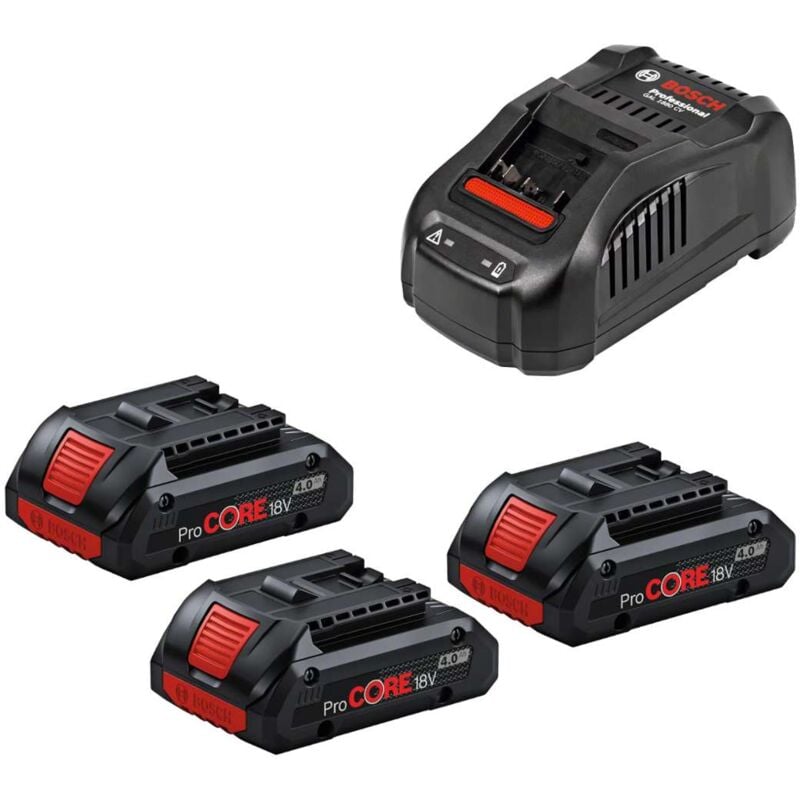 foto del prodotto bosch accessori set di caricabatterie da 8a e 3 batterie procore da 18 v 4,0 ah 0615990n2g