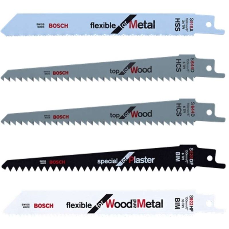 foto del prodotto bosch accessori set di lame per seghe da 5 pezzi, lunghezza 15 cm f016800307
