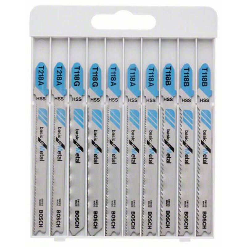 foto del prodotto bosch accessories 2607010631 set di 10 lame per seghetto alternativo basic for metal, attacco a t t 218 a, t 118 g, t