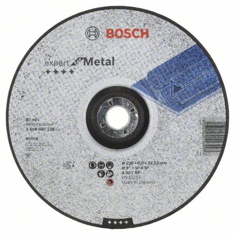 foto del prodotto bosch accessories 2608600228 disco di sgrossatura con centro depresso 230 mm 1 pz. acciaio