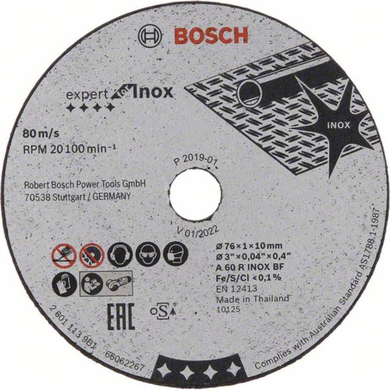 foto del prodotto bosch accessories 2608601520 disco da taglio expert for inox a 60 r inox bf, 76 mm, 10 mm, 1 mm