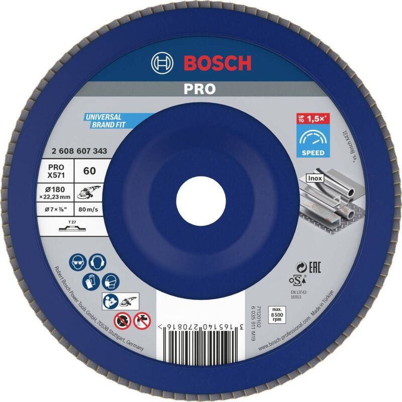 foto del prodotto bosch accessories 2608607343 x571 disco con falde diametro 180 mm foro 22.33 mm acciaio 1 pz.