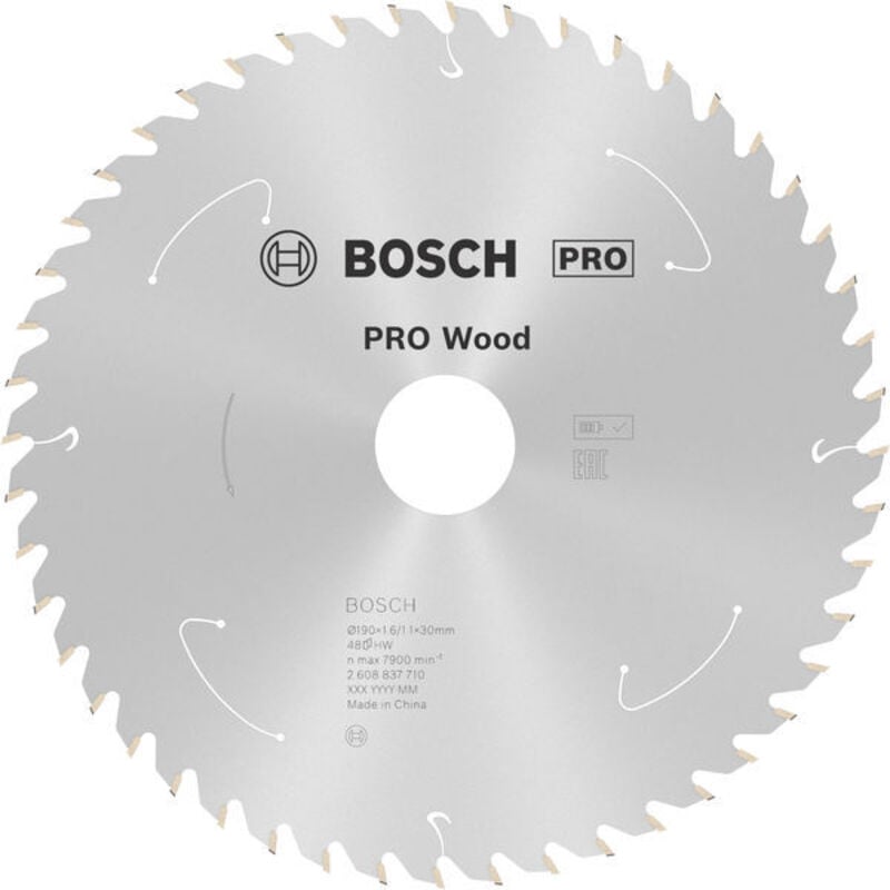 foto del prodotto bosch accessories 2608837710 lama circolare in metallo duro 190 x 30 mm numero di denti 48 1 pz.