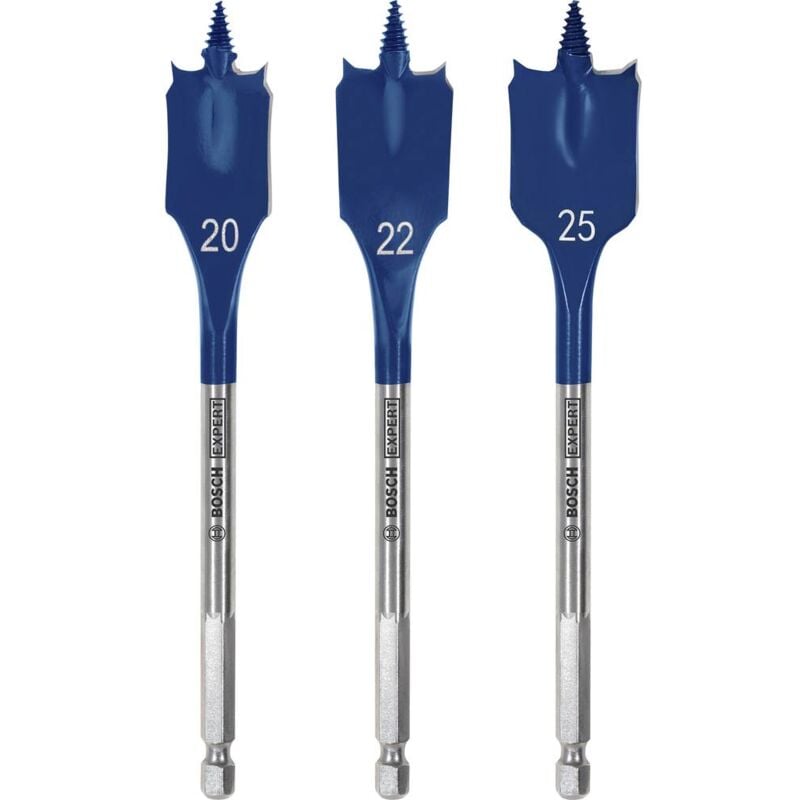 foto del prodotto bosch accessories 2608900331 kit mecchie da legno 20 mm, 22 mm, 25 mm lunghezza totale 152 mm alberino esagonale 3 pz.