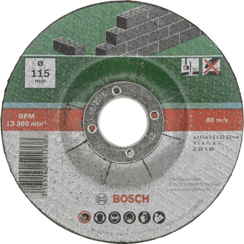 foto del prodotto bosch accessories c 30 s bf 2609256334 disco da taglio con centro depresso 115 mm 5 pz. pietra, calcestruzzo