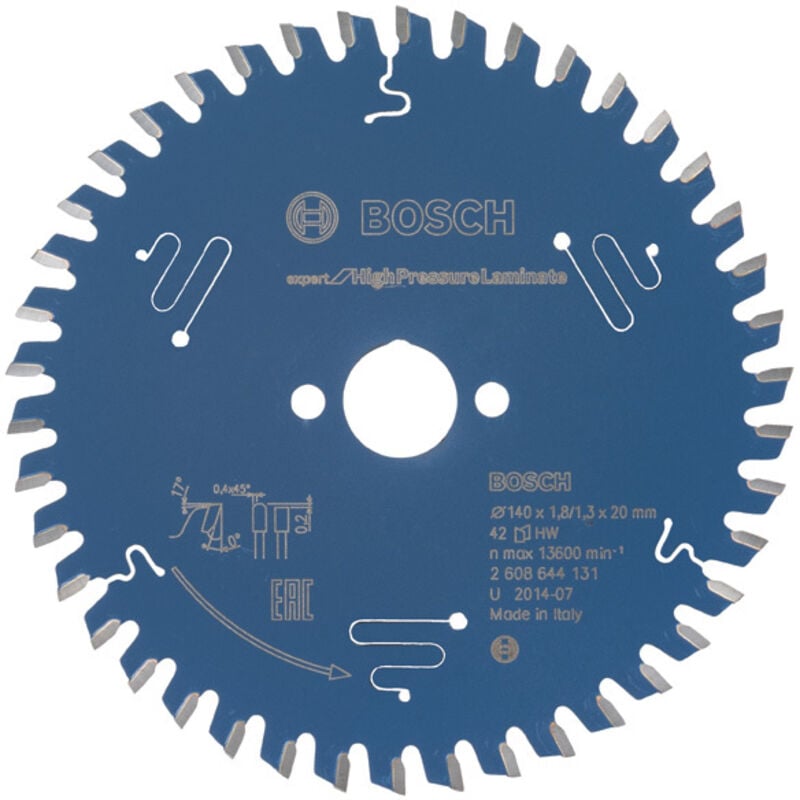foto del prodotto bosch accessories expert for high pressure laminate 2608644131 lama circolare 140 x 20 x 1.3 mm numero di denti 42 1 p