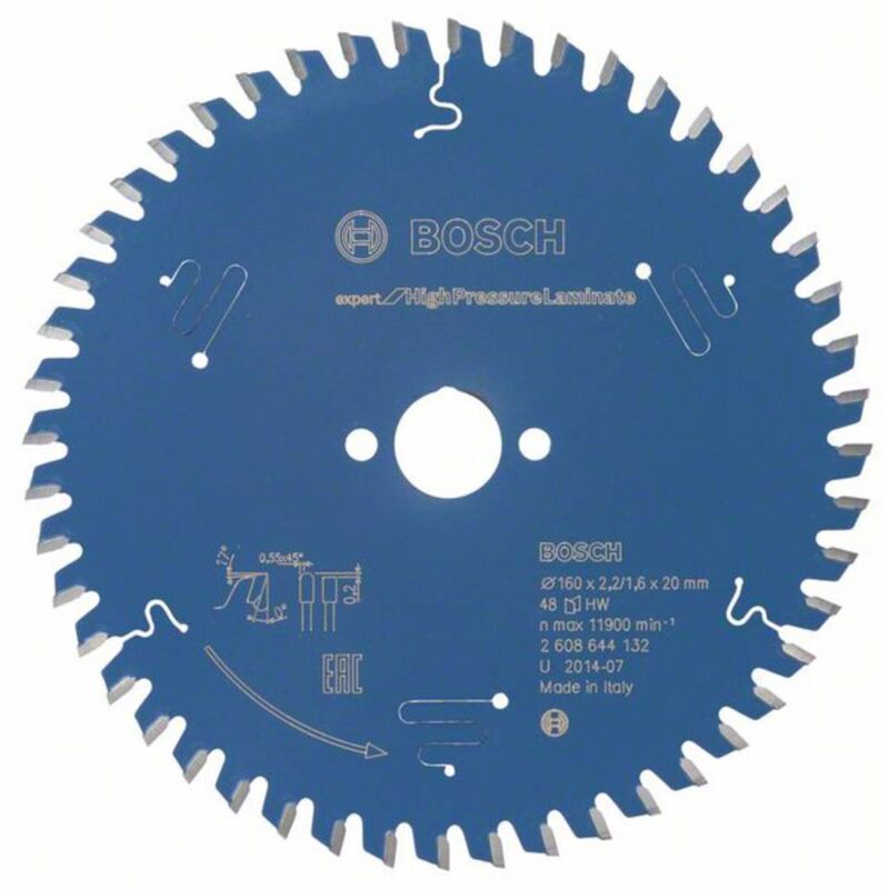 foto del prodotto bosch accessories expert for high pressure laminate 2608644132 lama circolare 160 x 20 x 1.6 mm numero di denti 48 1 p