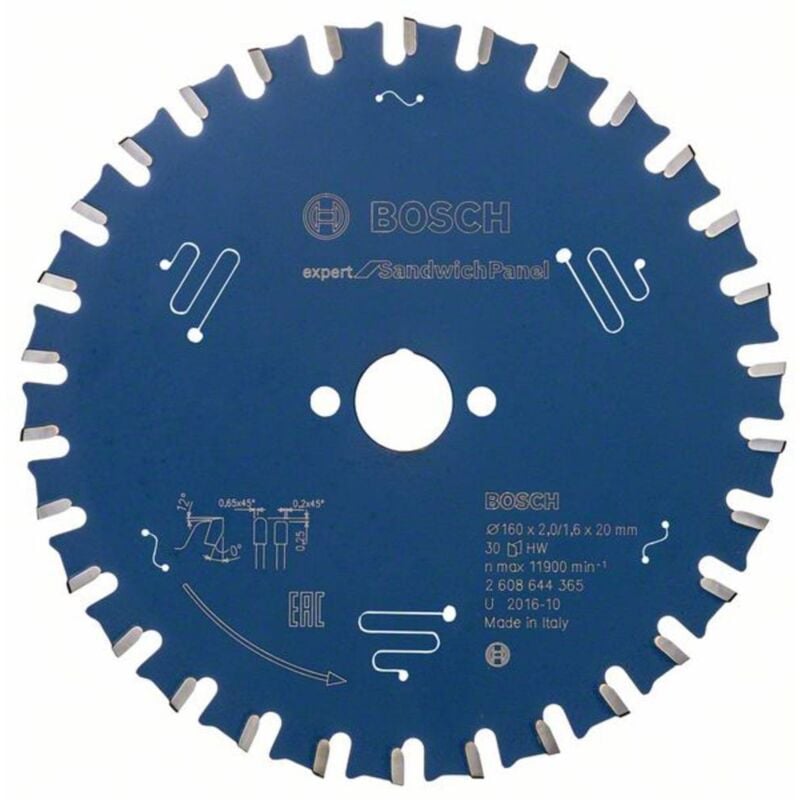 foto del prodotto bosch accessories expert for sandwich panel 2608644365 lama circolare 160 x 20 x 1.6 mm numero di denti 30 1 pz.