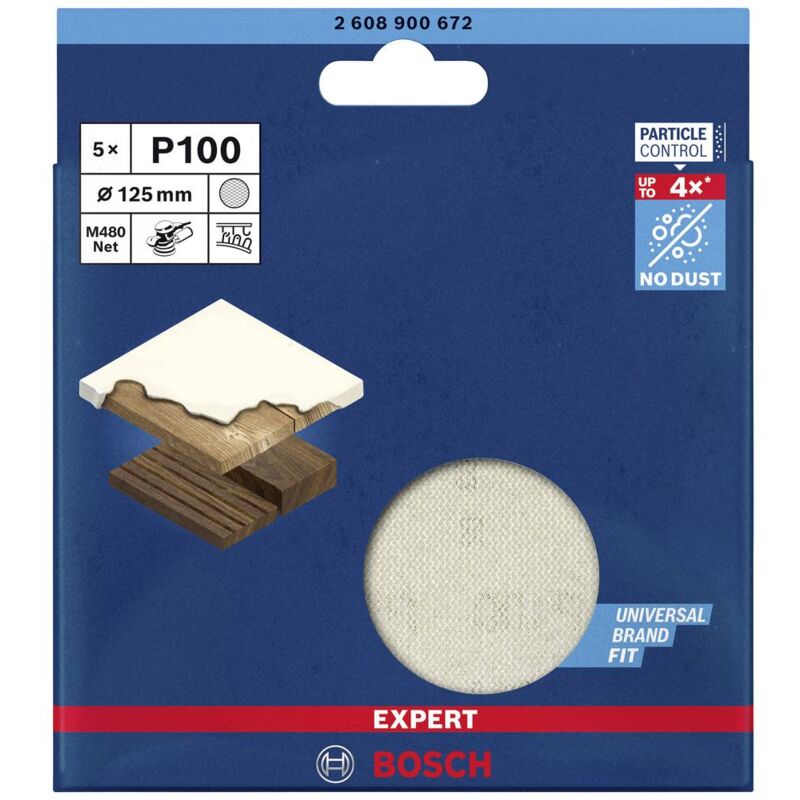 foto del prodotto bosch accessories expert m480 2608900672 rete di levigatura rotorbitale non perforato dimensione dei grani 100 125