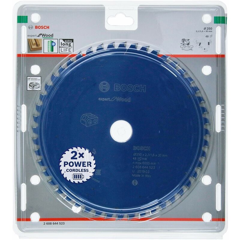 foto del prodotto bosch accessories lama per sega circolare expert for wood legno, 250 x 30 x 2.1 mm, 48 denti, accessorio per sega circolare a batteria 