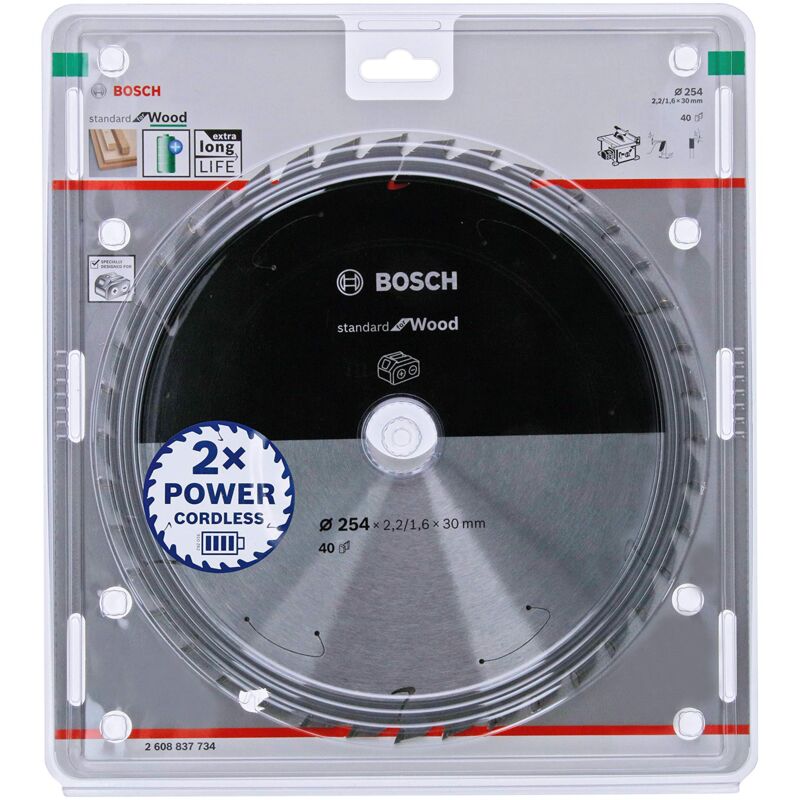 foto del prodotto bosch accessories lama per sega circolare standard for wood legno, 254 x 30 x 2.2 mm, 40 denti, accessorio per sega circolare a batteria 