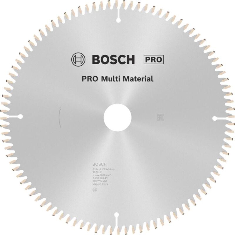 foto del prodotto bosch accessories multi material 2608640451 lama circolare in metallo duro 254 x 30 x 3.2 mm numero di denti 96 1 pz.