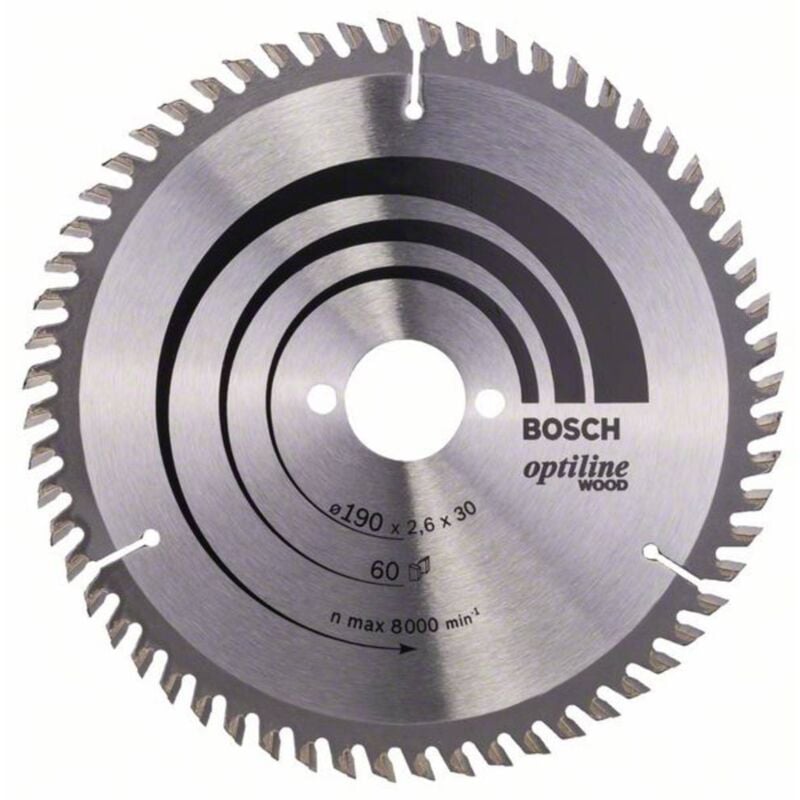 foto del prodotto bosch accessories optiline wood 2608641188 lama circolare in metallo duro 190 x 30 x 2.6 mm numero di denti 60 1 pz.