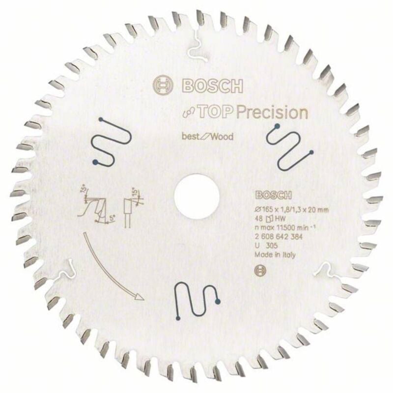 foto del prodotto bosch accessories top precision 2608642384 lama circolare 165 x 20 x 1.8 mm numero di denti 48 1 pz.