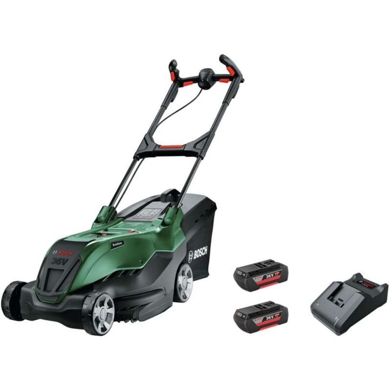 foto del prodotto bosch attrezzature da giardino tosaerba a batteria 36v, sbraccio 40 cm, 2x batterie 2,0 ah, caricabatterie 06008b9f01