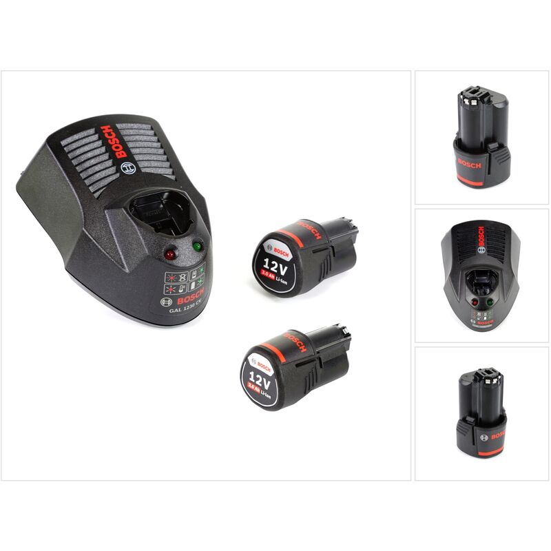 foto del prodotto bosch basis set 12 v con 2x batterie gba 12 v 3,0 ah caricatore gal 1230 cv 12 v