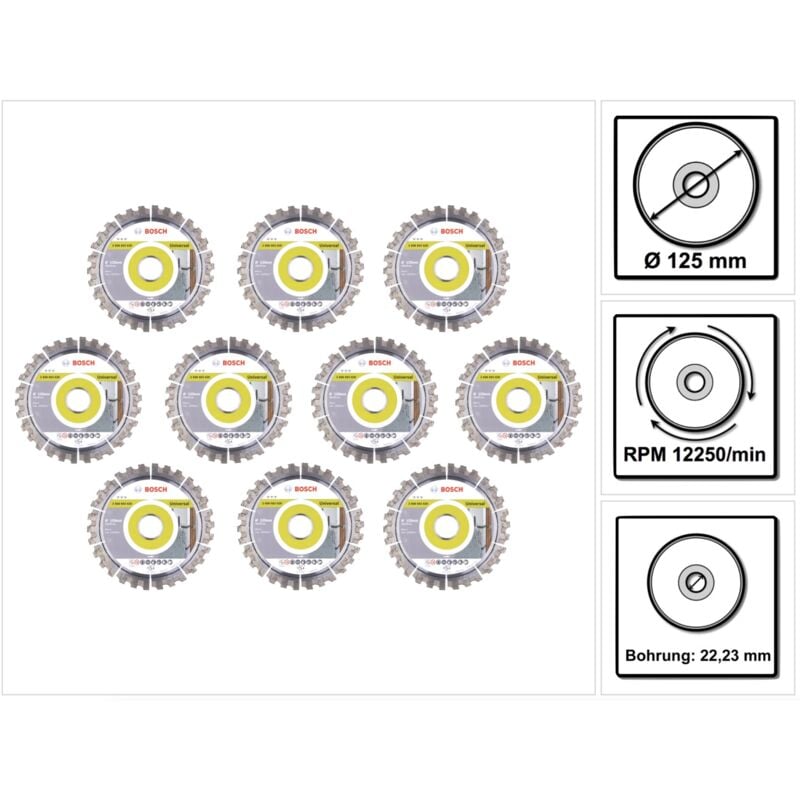 foto del prodotto bosch best for universal disco da taglio diamantato 125 x 22,23 mm, 10 pz. 10x 2608603630 