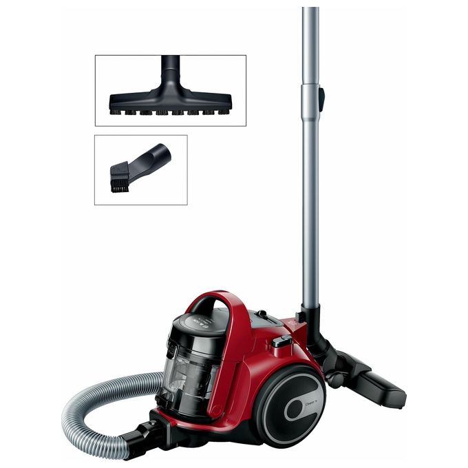 foto del prodotto bosch bgc05aaa2 aspirapolvere a traino senza sacco con filtro igienico pureair, design compatto, potente, rosso