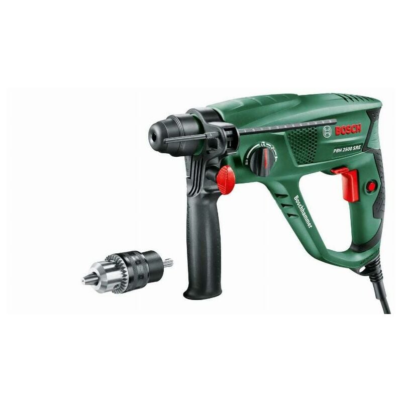 foto del prodotto bosch cassetta trapano martello perforatore pbh 2500 sre mandrino adattatore sds con chiave 600w 0603344402