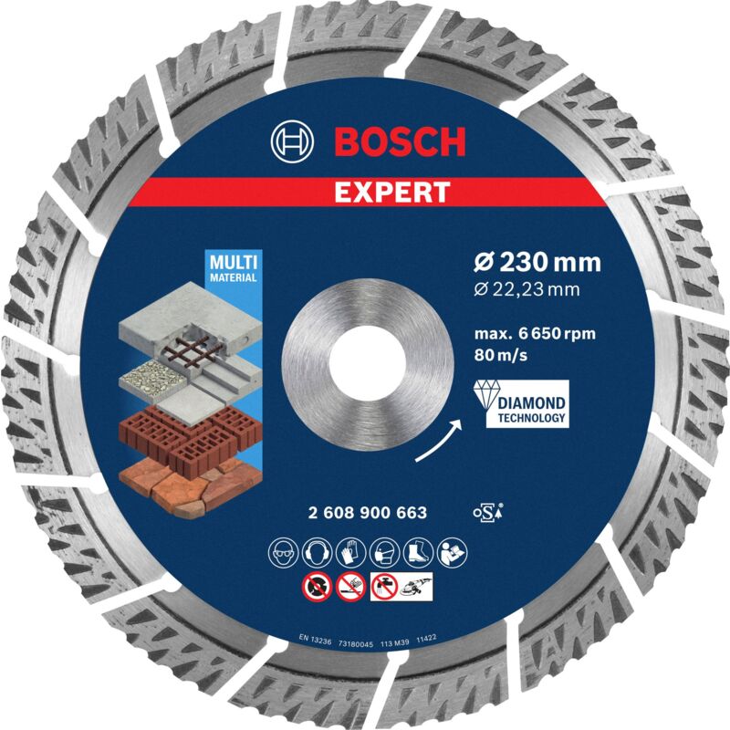 foto del prodotto bosch dischi diamantati expert multimaterial, 230 x 22,23 x 2,4 x 15 mm