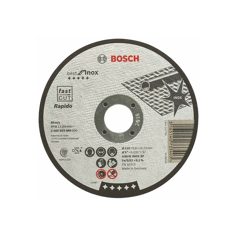foto del prodotto bosch disco da taglio best mozzo piatto acciaio inox speciale 125x0,8 mm 2608603488