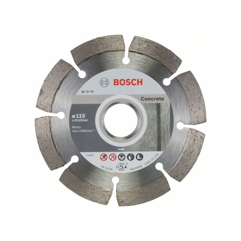 foto del prodotto bosch disco diamantato standard per calcestruzzo, 115 x 22,23 x 1,6 x 10 mm, confezione da 10 pz.