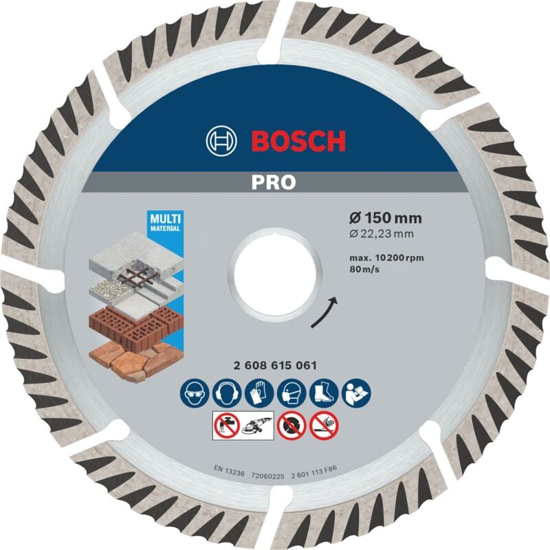 foto del prodotto bosch disco diamantato standard per universal, 150 x 22,23 x 2,4 x 10 mm, confezione da 10 pz.