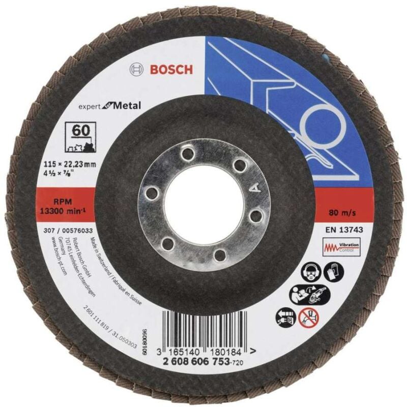 foto del prodotto bosch disco lamellare x551 g60 diam 115mm expert for metal angolato 2608606754