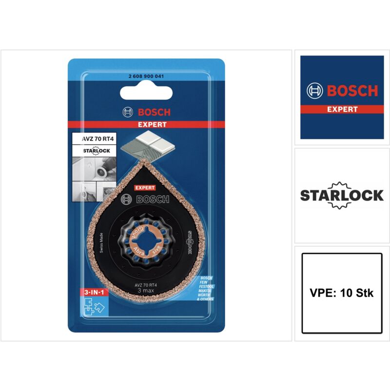 foto del prodotto bosch expert 3 max avz 70 rt4 piastra di rimozione malta starlock 87 x 70 mm 10 pz. 2608900042 