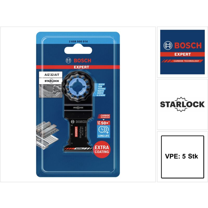 foto del prodotto bosch expert aiz 32 ait lama per sega ad affondamento starlock 32 x 40 mm 5 pz. 2608900015 per metall carbide metalmax