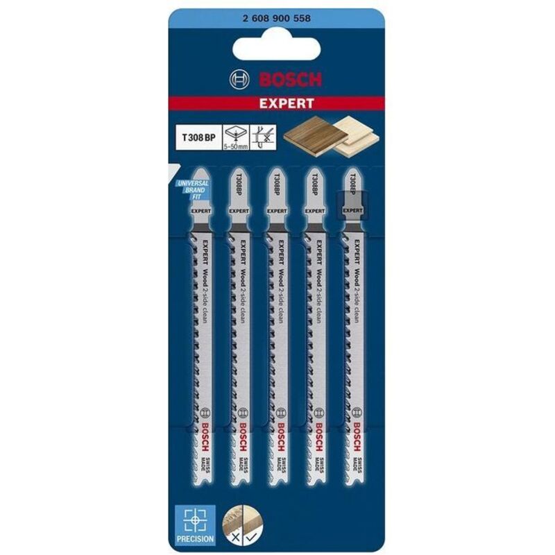 foto del prodotto bosch expert lame per seghetto t308bp 5stk wood 2-side clean