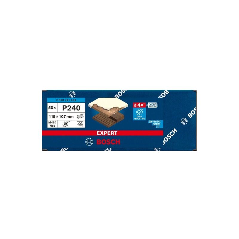 foto del prodotto bosch expert m480 red de levigatura 115 x 107 mm, g 240, 50 pz. 