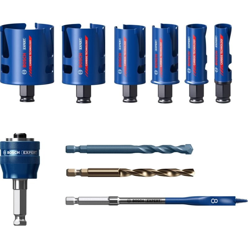 foto del prodotto bosch expert set di seghe a tazza per materiali da costruzione 20 25 32 38 51 64 mm, 10 pz.
