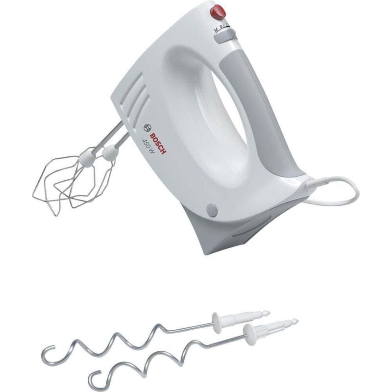 foto del prodotto bosch frullatore mfq3530 450 w 5 velocit 2 fruste 2 ganci impastatori in acciaio inox bianco grigio
