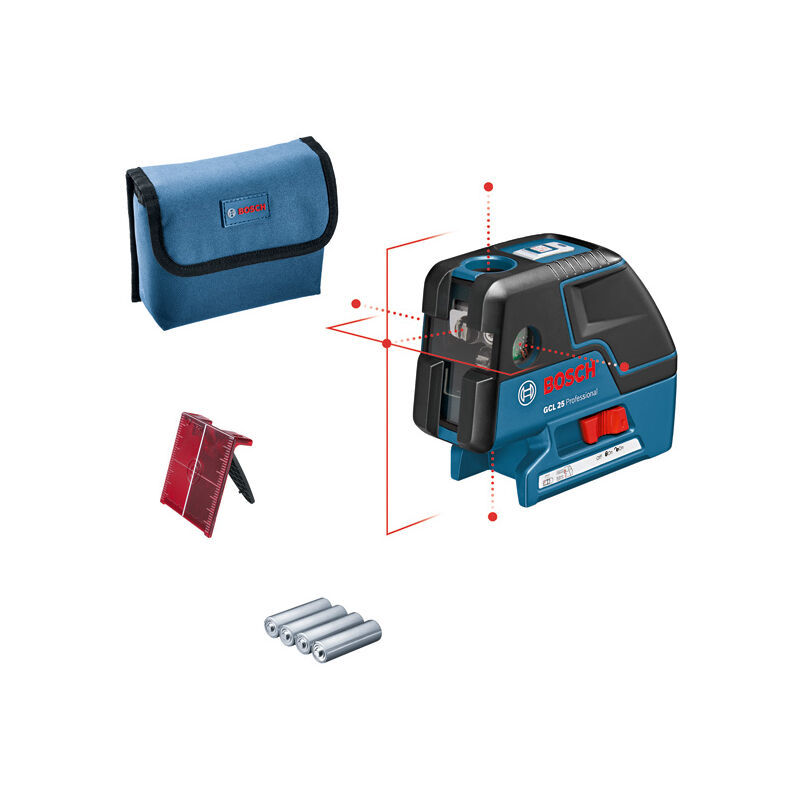 foto del prodotto bosch gcl 25 professional dot laser in un set con borsa di protezione