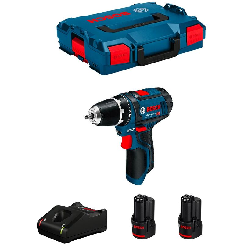 foto del prodotto bosch gsr12v 15 trapano avvitatore da 12v 2 batterie da 2ah caricabatterie valigetta l boxx 0601868109
