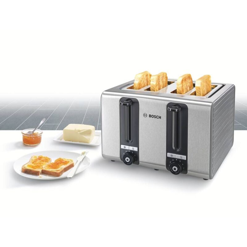 foto del prodotto bosch haushalt tat7s45 tostapane 4 bruciatori, funzione toast grigio, nero