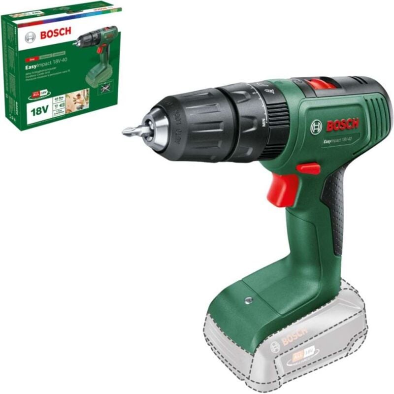 foto del prodotto bosch hobby bosch utensili trapano a percussione a batteria 18v, senza batteria e caricabatterie 06039d8100