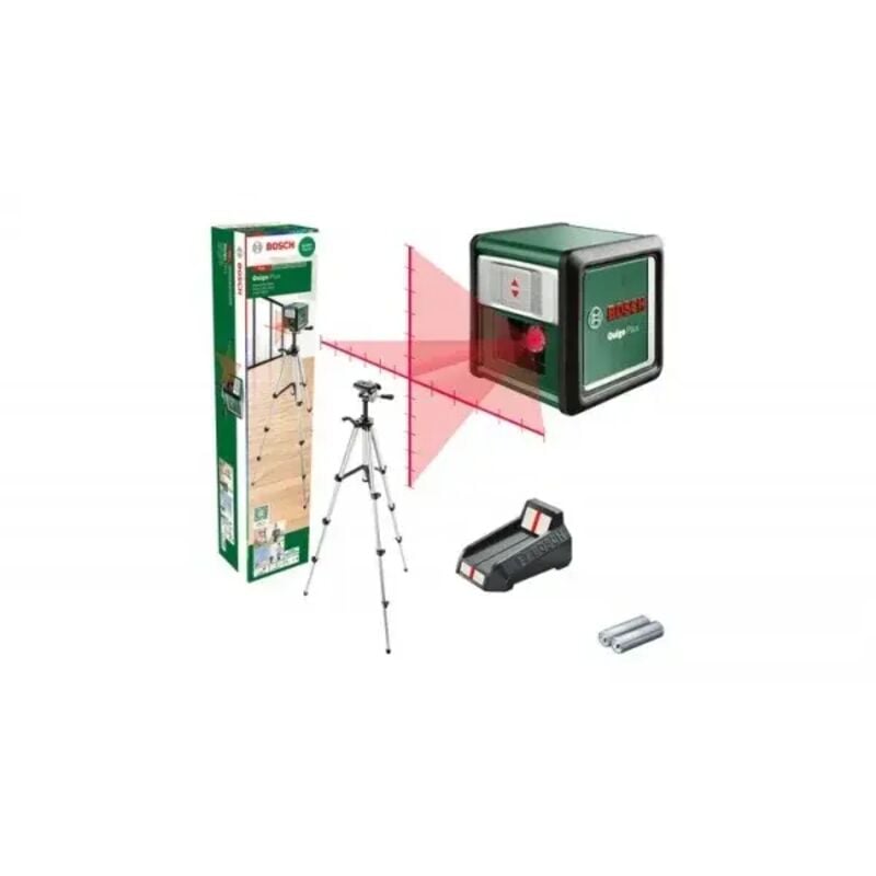 foto del prodotto bosch hobby quigo plus set ii livella laser multifunzione 2 linee rosse con treppiede