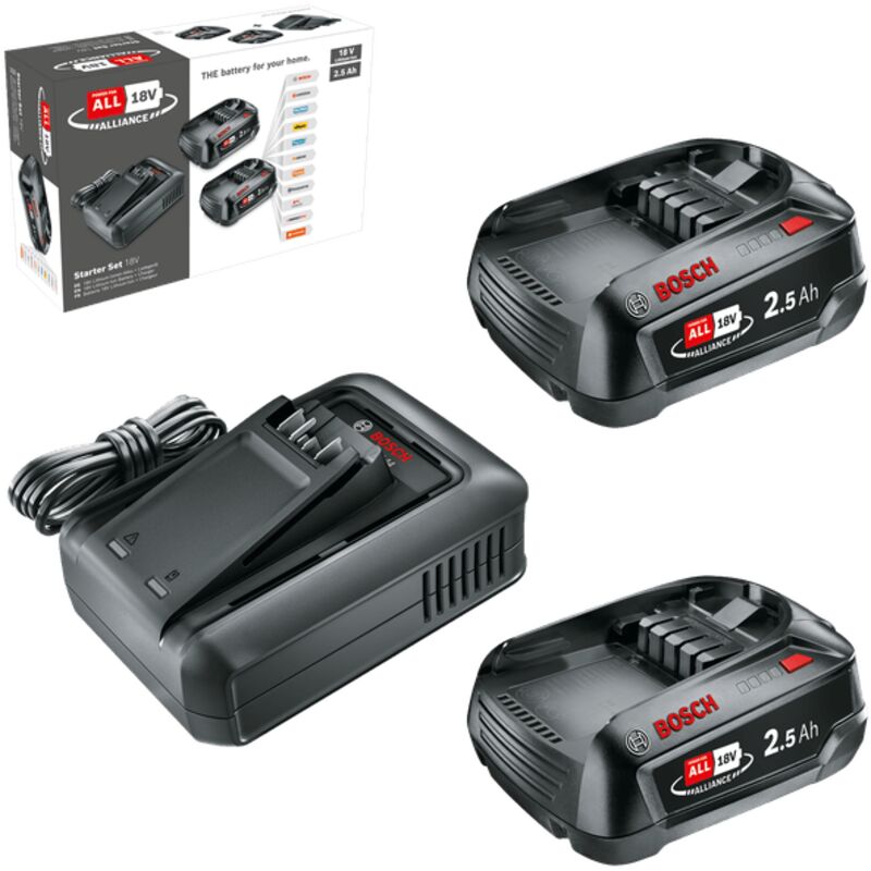 foto del prodotto bosch hobby set starter trapano avvitatore 1600a031t5 18 v con batterie e caricabatterie 2,5 ah
