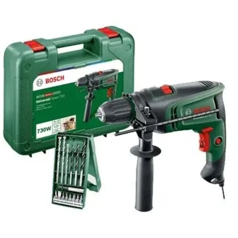 foto del prodotto bosch hobby universalimpact 730 set trapano avvitatore a percussione 730 w con accessori 15 pz.