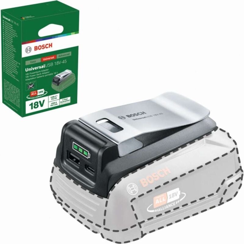 foto del prodotto bosch hobby universalusb 18v 45 adattatore power bank usb 18 v senza batteria