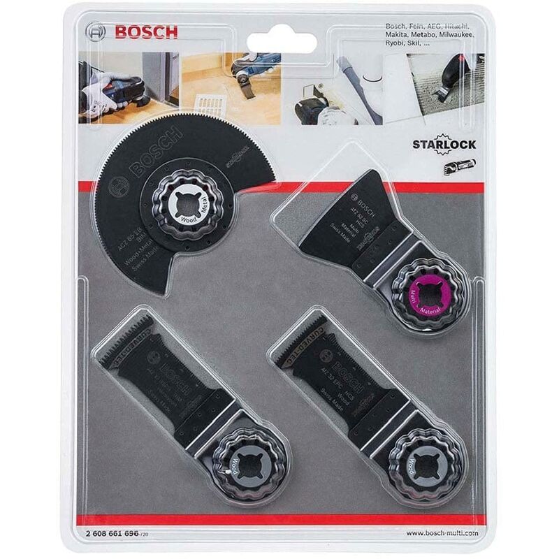 foto del prodotto bosch home and garden set da 4 pezzi per pavimento e installazione per utensili multifunzione, starlock, accessori per utensili multifunzione, nero