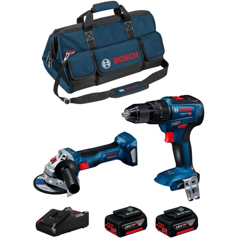 foto del prodotto bosch kit 0615990m4a gsb 18v 55 gws 18v 7 2 x 4,0 ah gal18v 40 borsa 